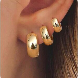 Luxurious 14K Gold Plated Hoop Earrings Set - Hypoallergenic & Elegant for Women